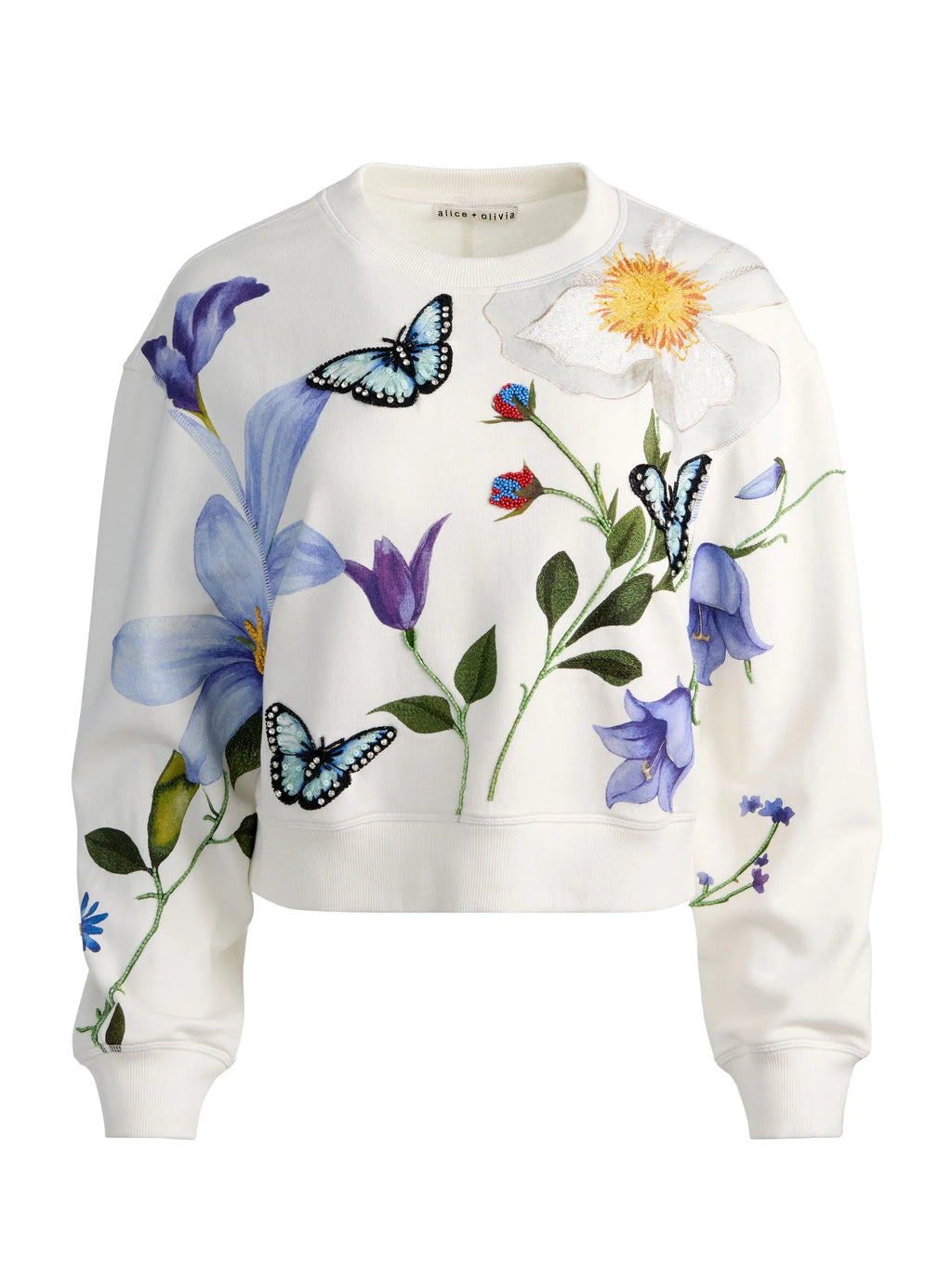 Alice & Olivia Russel Embell Relaxed Crewneck Sweatshirt Twisting Vines