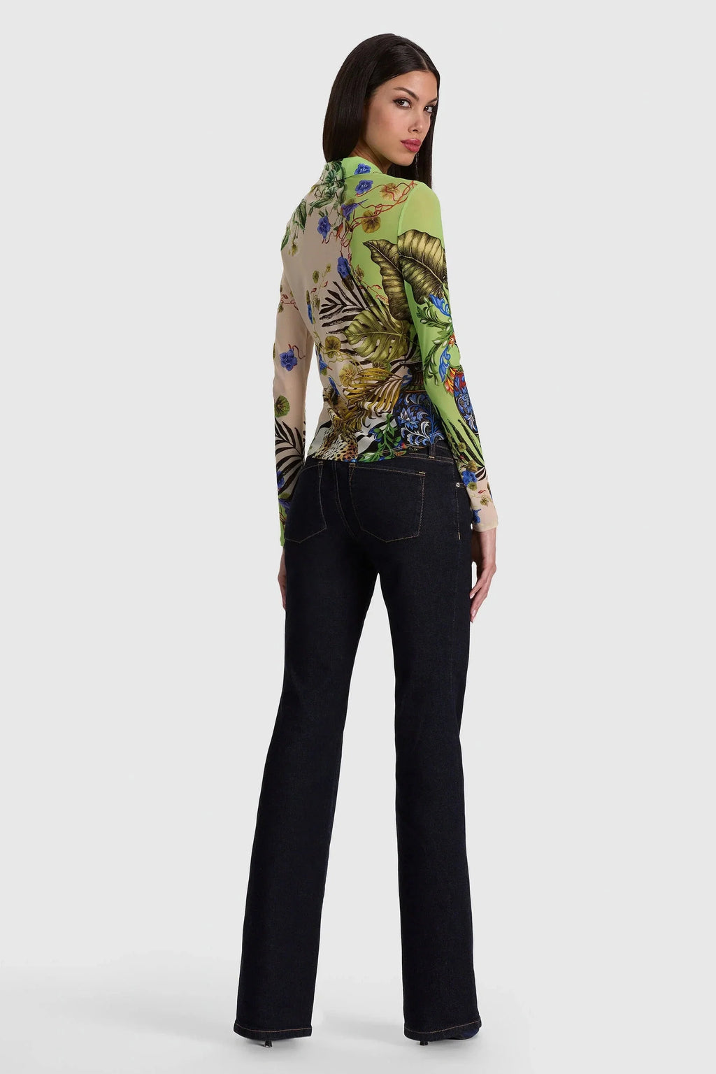 Alice + Olivia Jade Mesh Button-Down Riviera Citrus