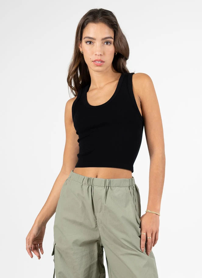 C'est Moi BAMBOO RIB DEEP SCOOP NECK TANK