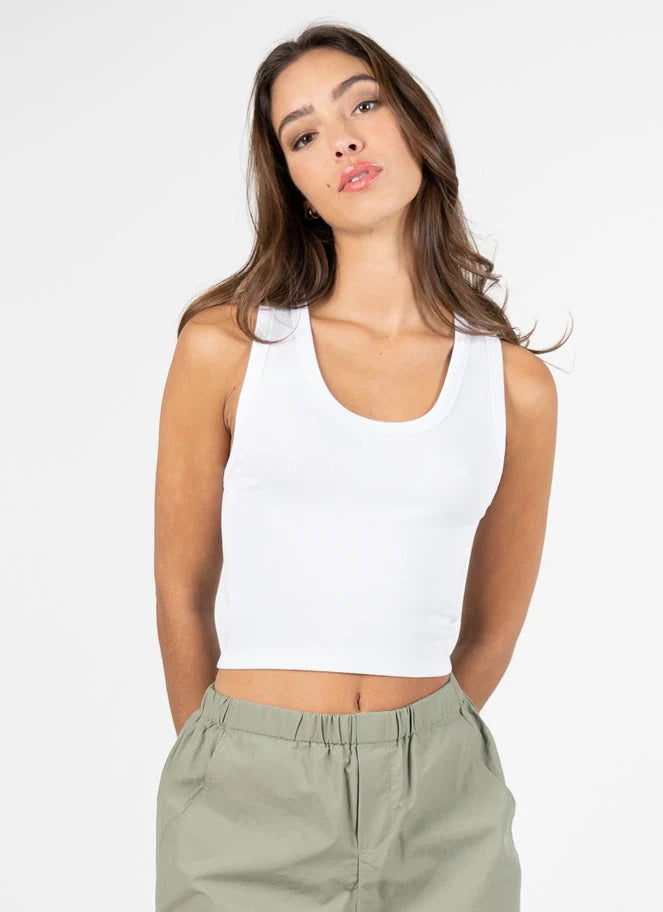 C'est Moi BAMBOO RIB DEEP SCOOP NECK TANK
