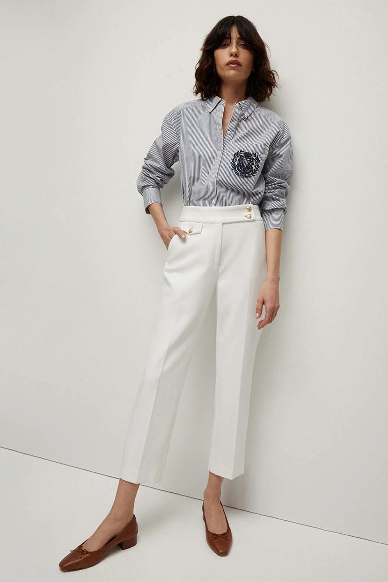 Veronica Beard Renzo Pant Off-White Gold