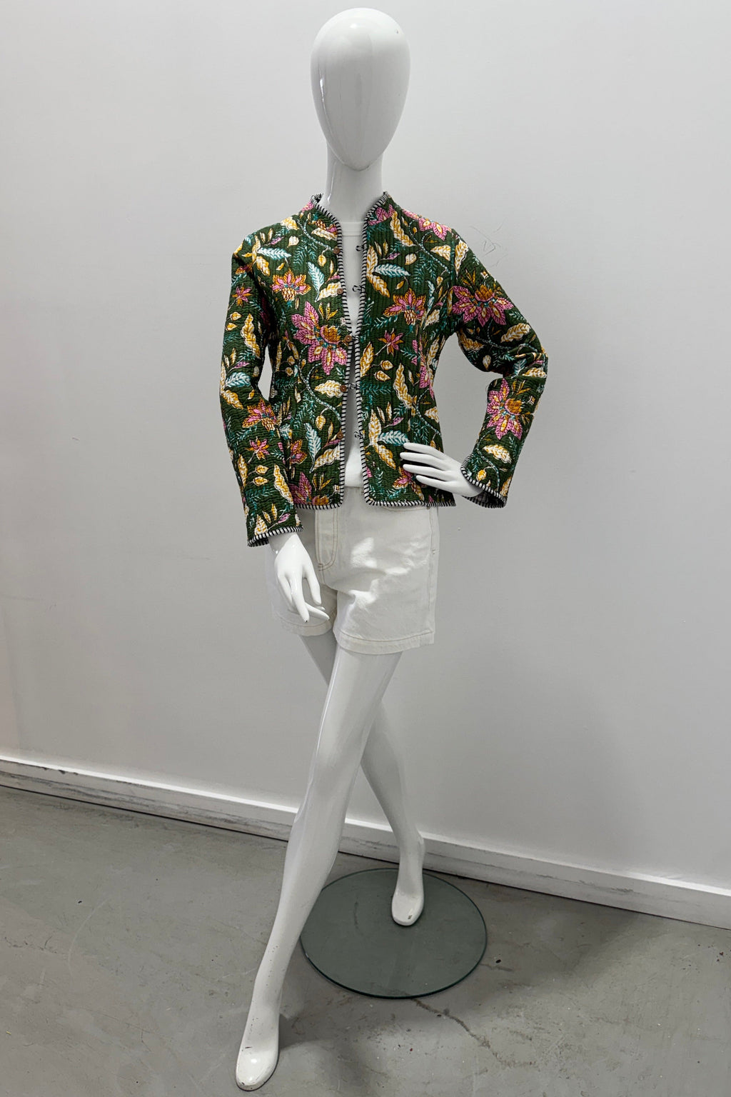 Cotton Reversible Quilted Jacket Black Garden
