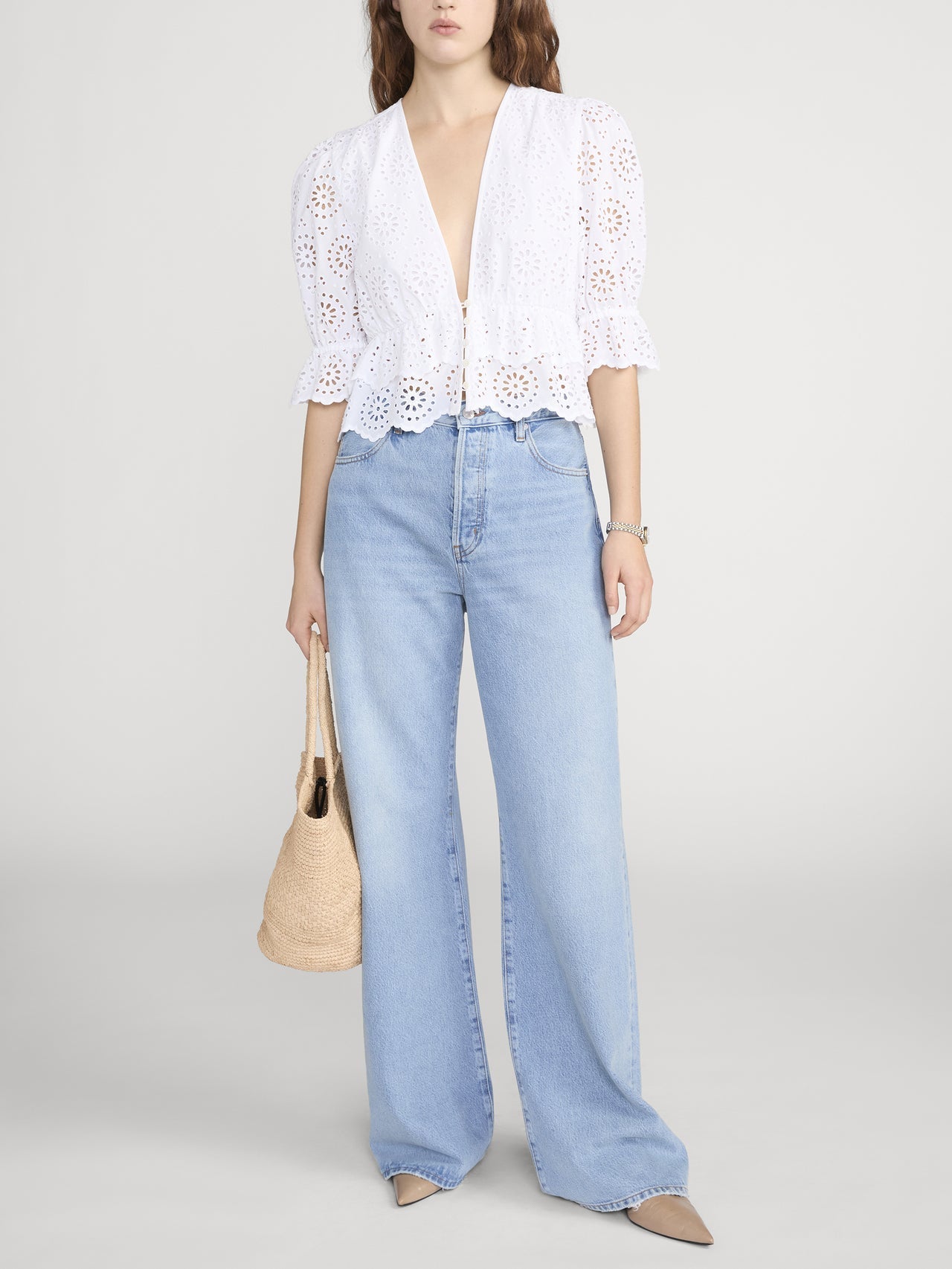 Frame The Solstice Eyelet Blouse White