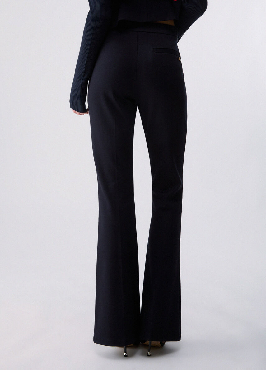 Liu Jo White Flare Pants in Punto Milano - Nuit Noir