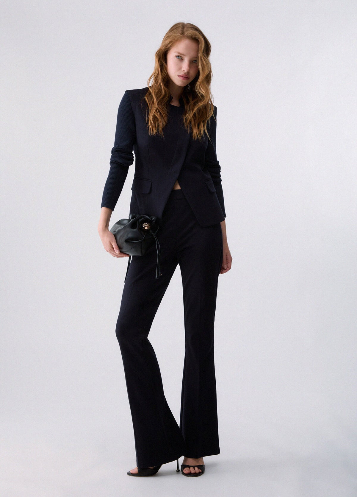 Liu Jo White Flare Pants in Punto Milano - Nuit Noir