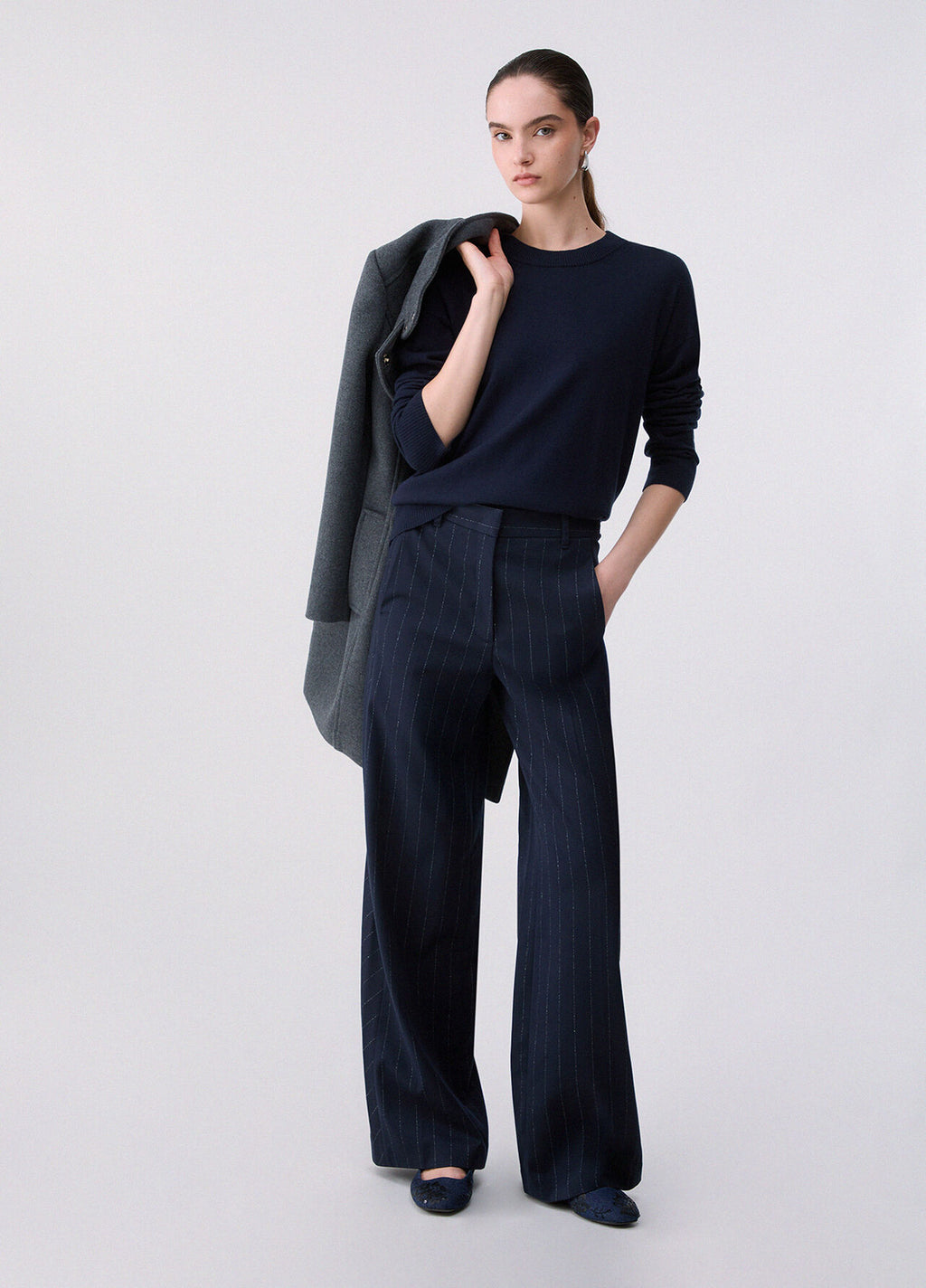 Liu Jo White Wool Blend Sweater - Nuit Noir/Dark Blue