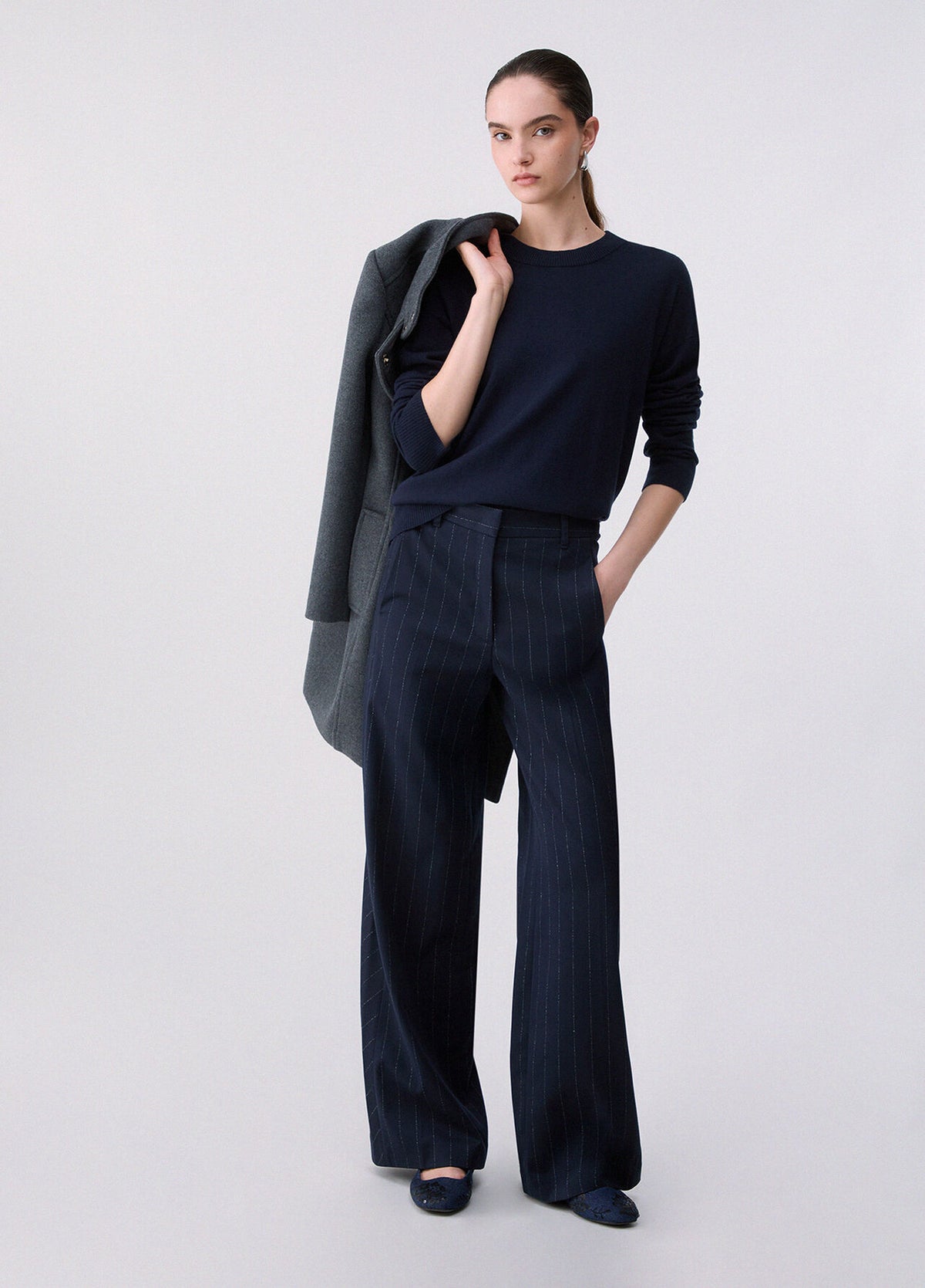 Liu Jo White Wool Blend Sweater - Nuit Noir/Dark Blue