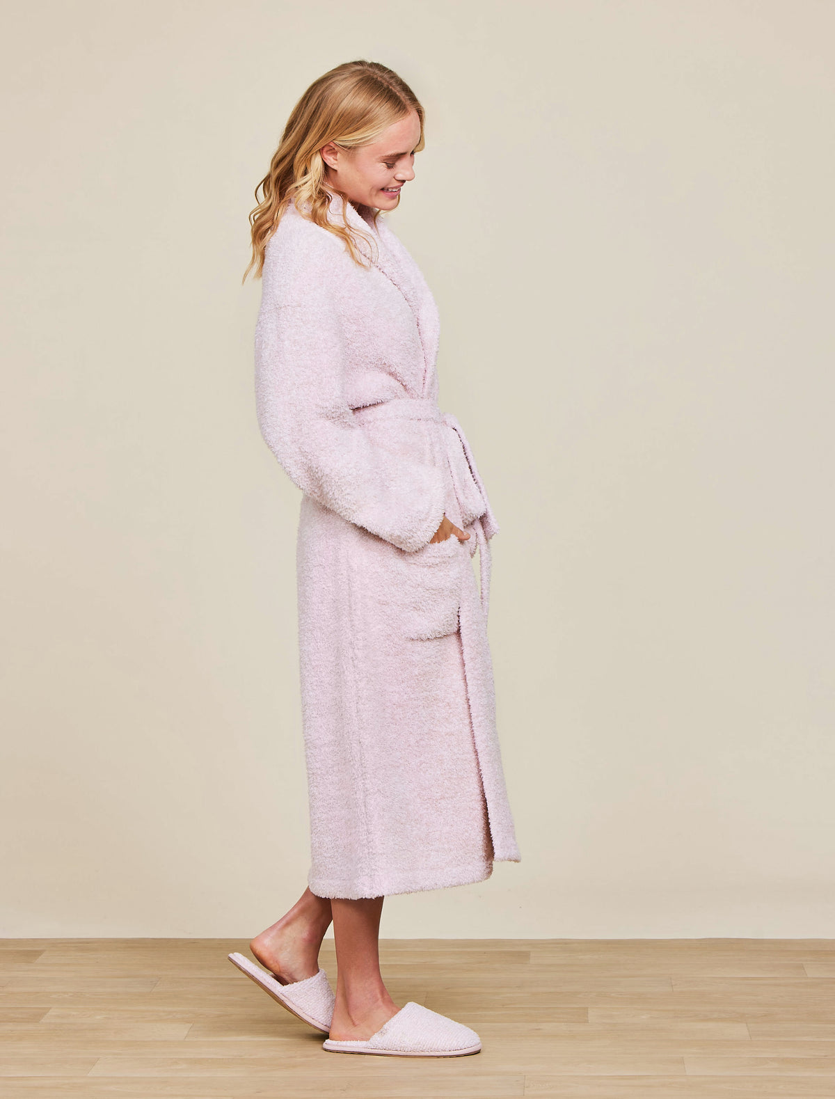Barefoot Dreams Peignoir adulte Cozychic pour femme Rose poudré chiné/Blanc
