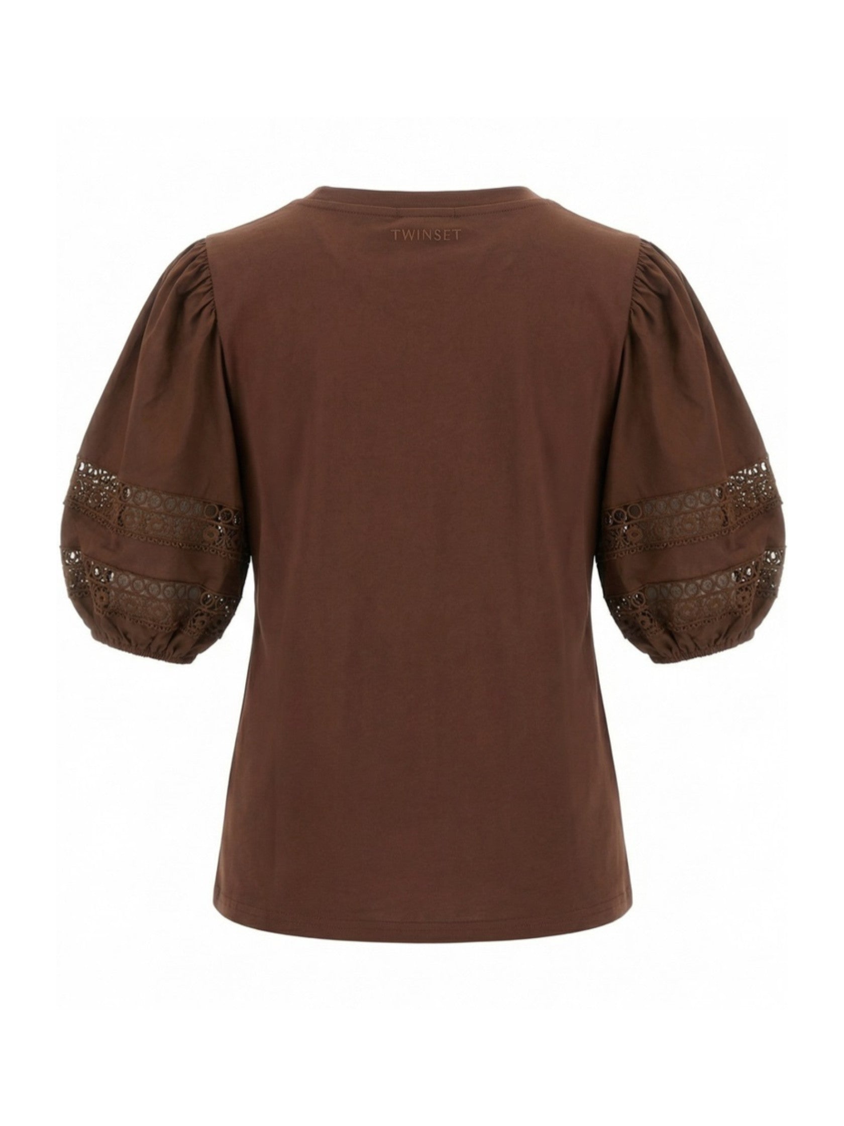 Twinset Top Lace Sleeve Coffee Liqueur