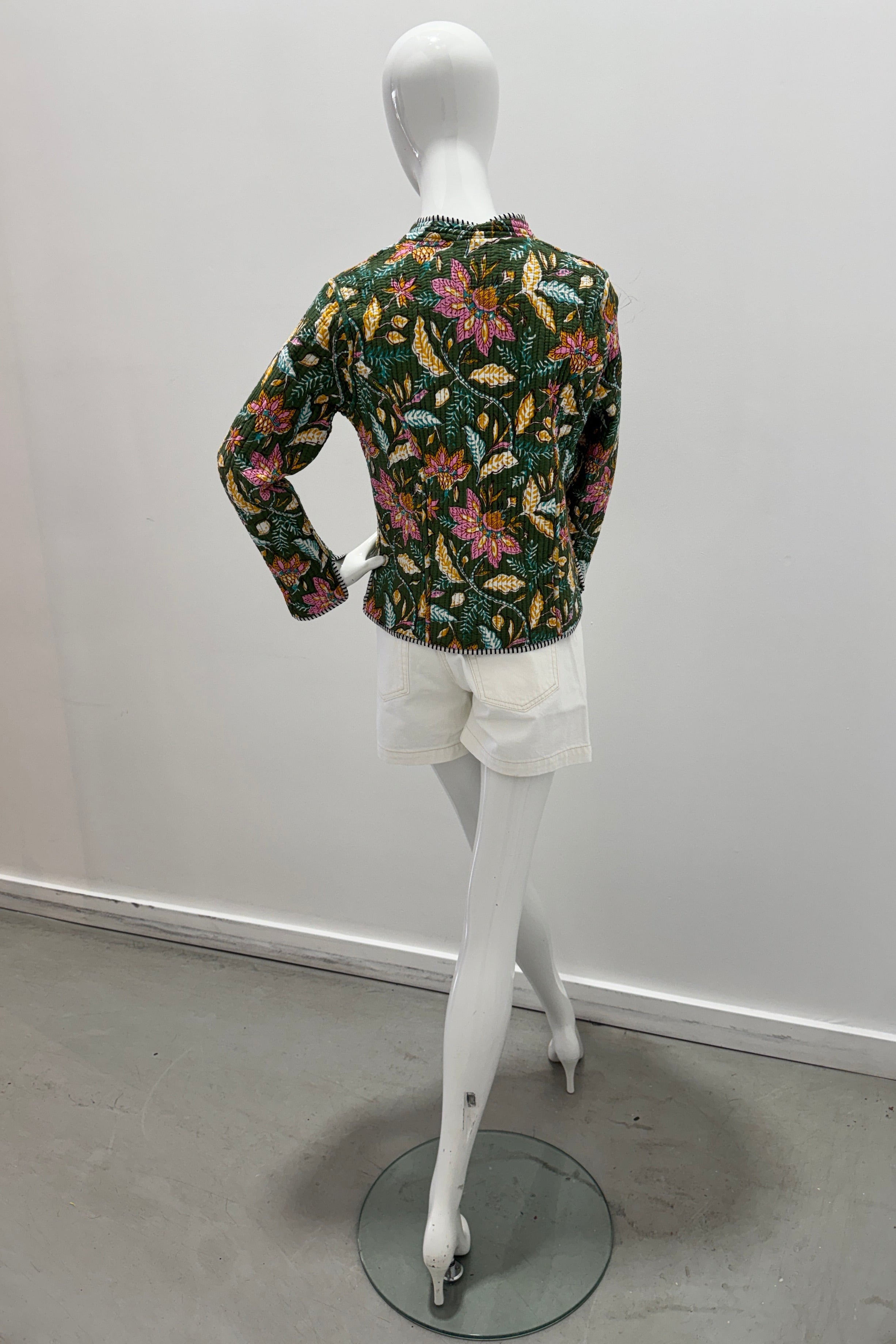Cotton Reversible Quilted Jacket Black Garden