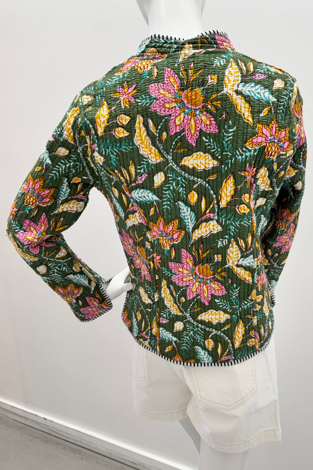 Cotton Reversible Quilted Jacket Black Garden