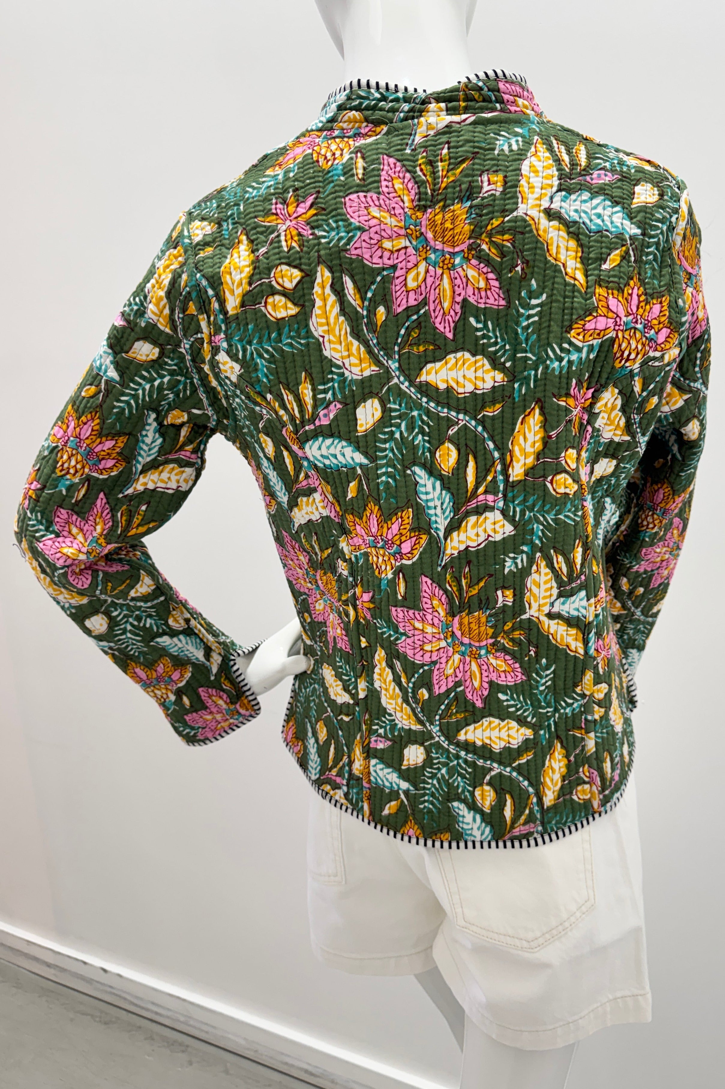 Cotton Reversible Quilted Jacket Black Garden