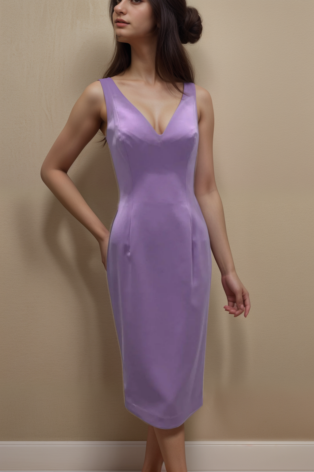 Lucian Matis V-Neck Spaghetti Strap Cocktail Dress