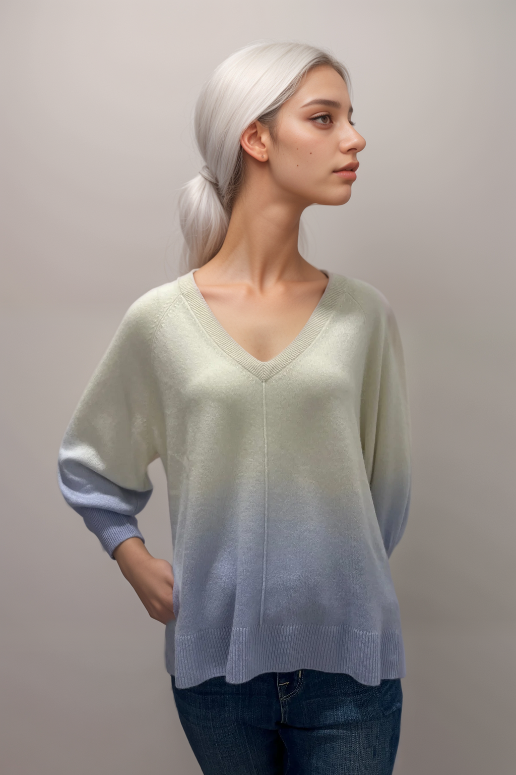 Pull en cachemire ombragé tricoté Repeat