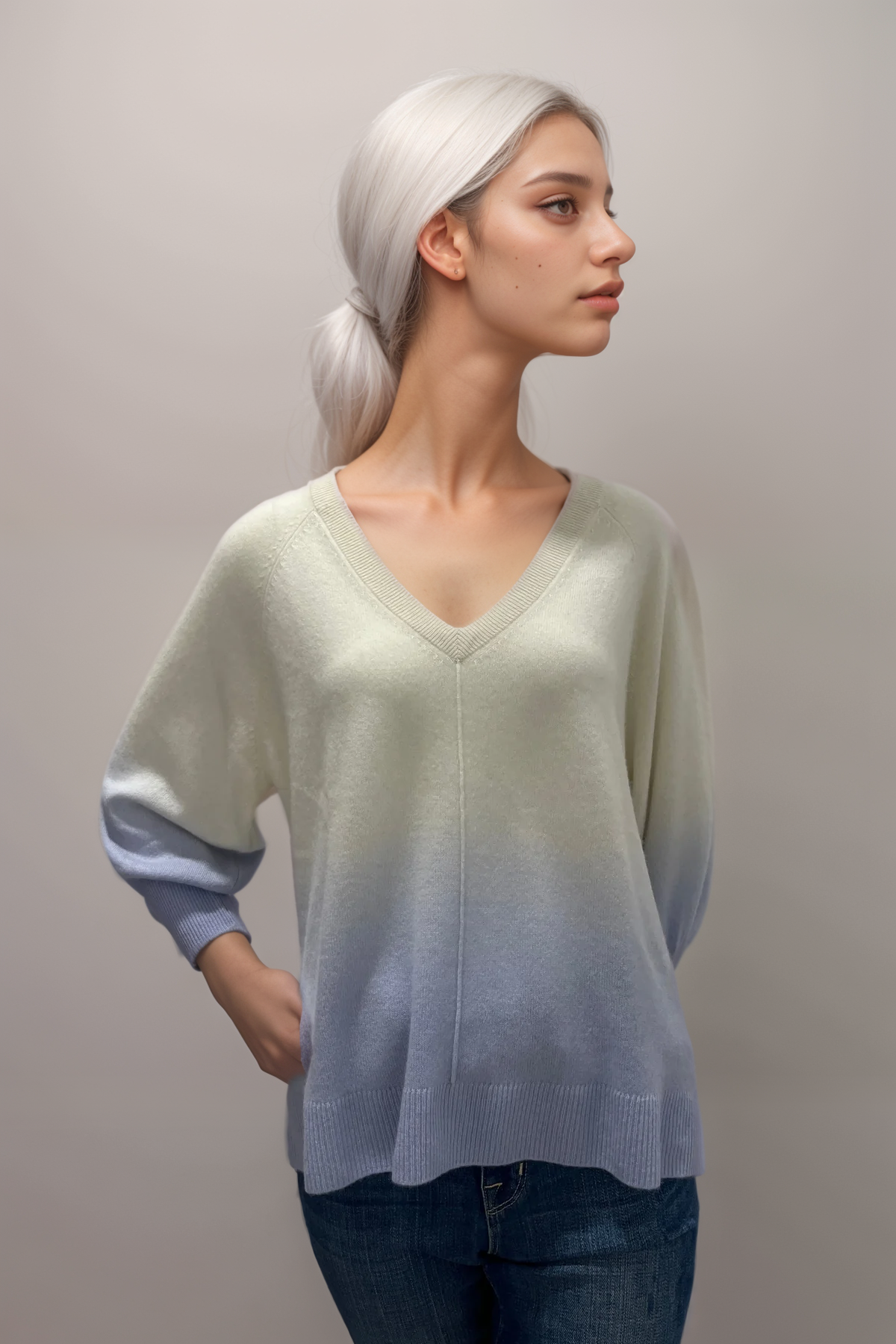 Pull en cachemire ombragé tricoté Repeat