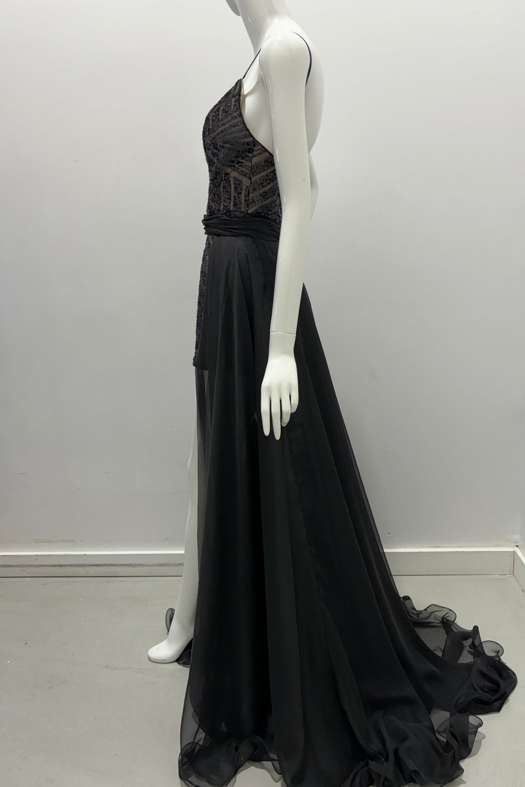 Jovani Embellished Romper With Overskirt Black Gown