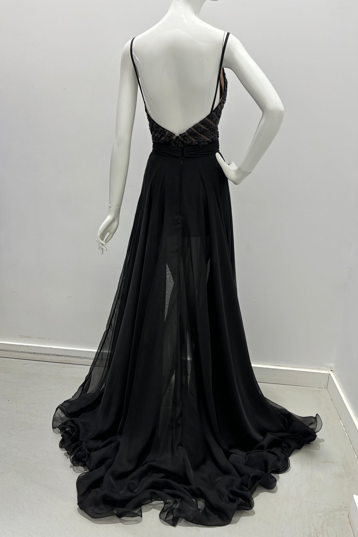 Jovani Embellished Romper With Overskirt Black Gown