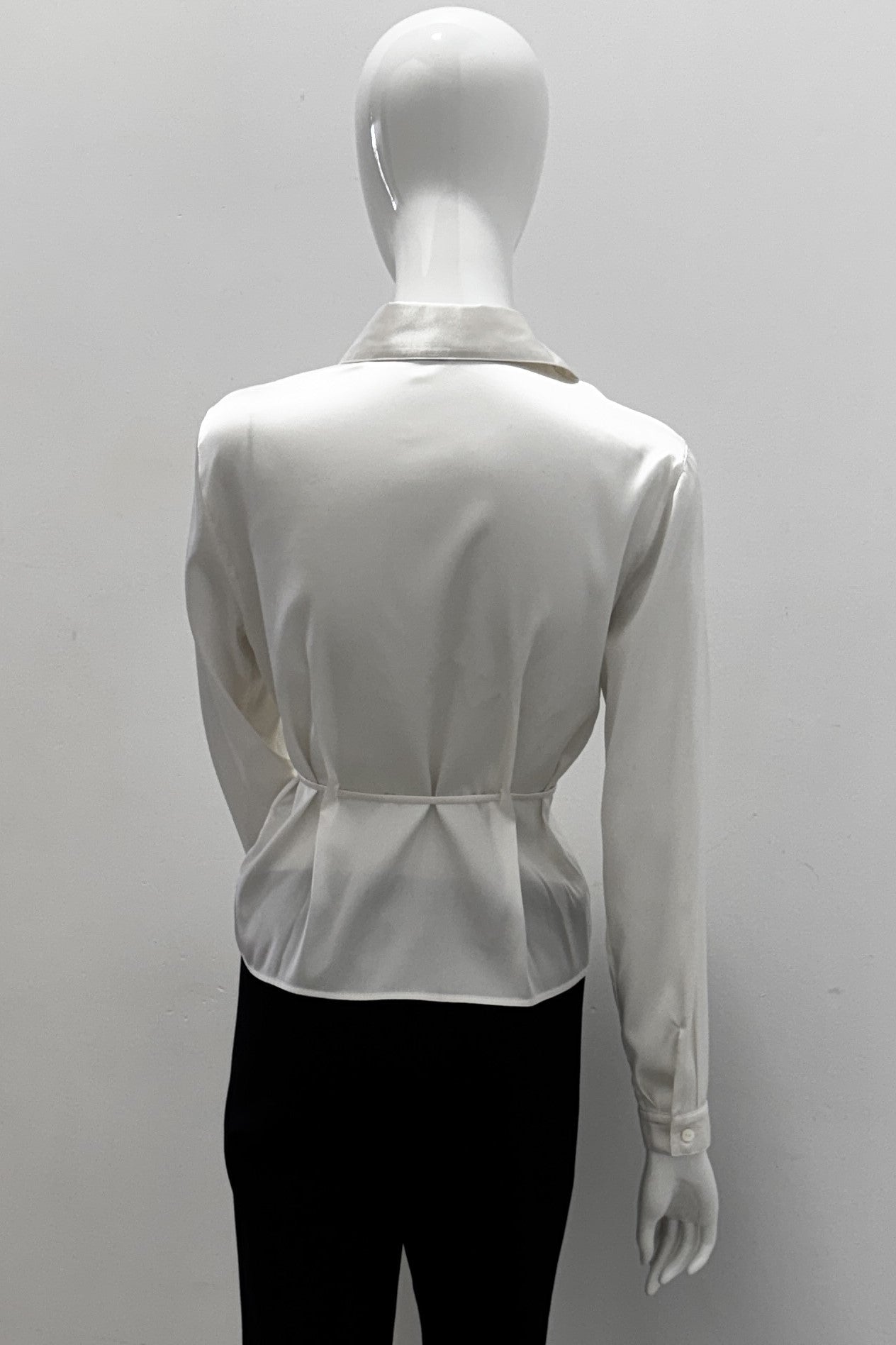 Purotatto Tie Waist Hidden Buttons Silk Blouse