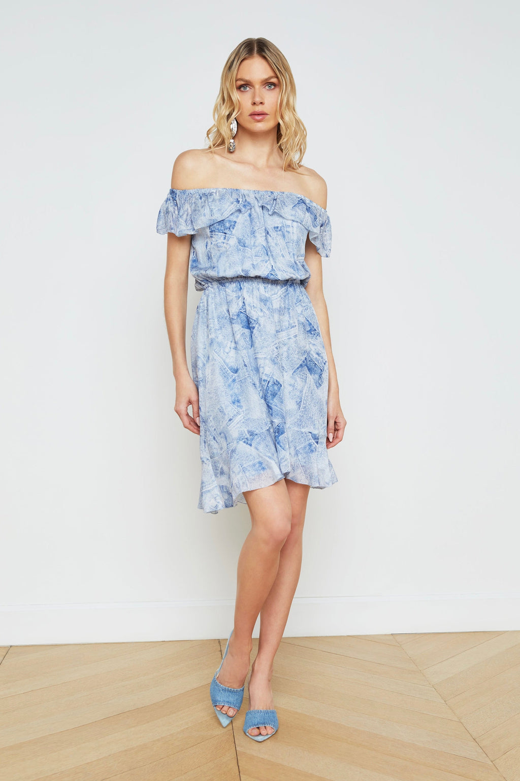 L'Agence Leonie Silk Off-The-Shoulder Dress