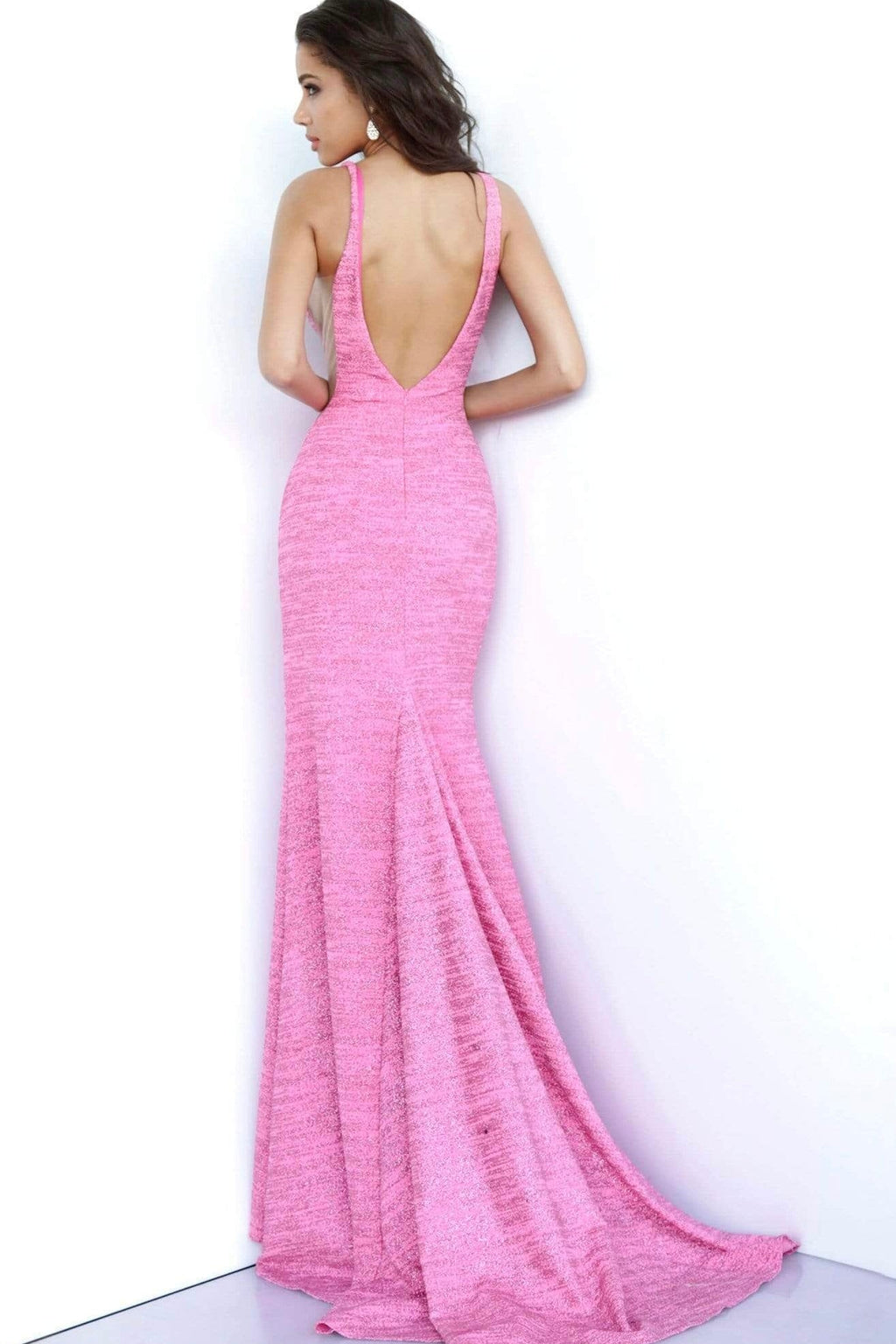 Robe longue ajustée Jovani en V avec fente haute