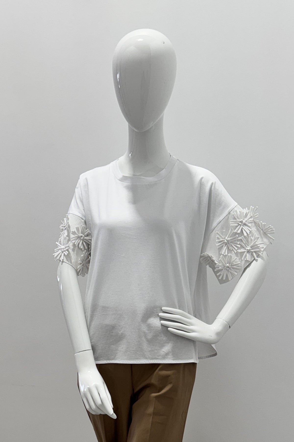 Meimeij Flower Sleeve T-Shirt Off White