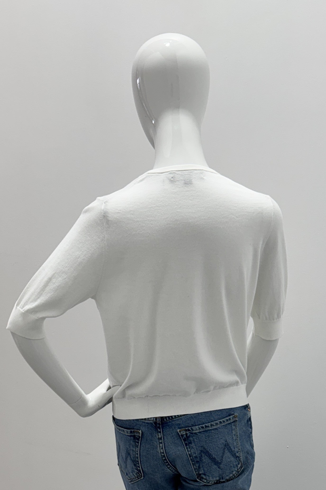 Repeat Superfine Cotton Short-Sleeved Sweater White