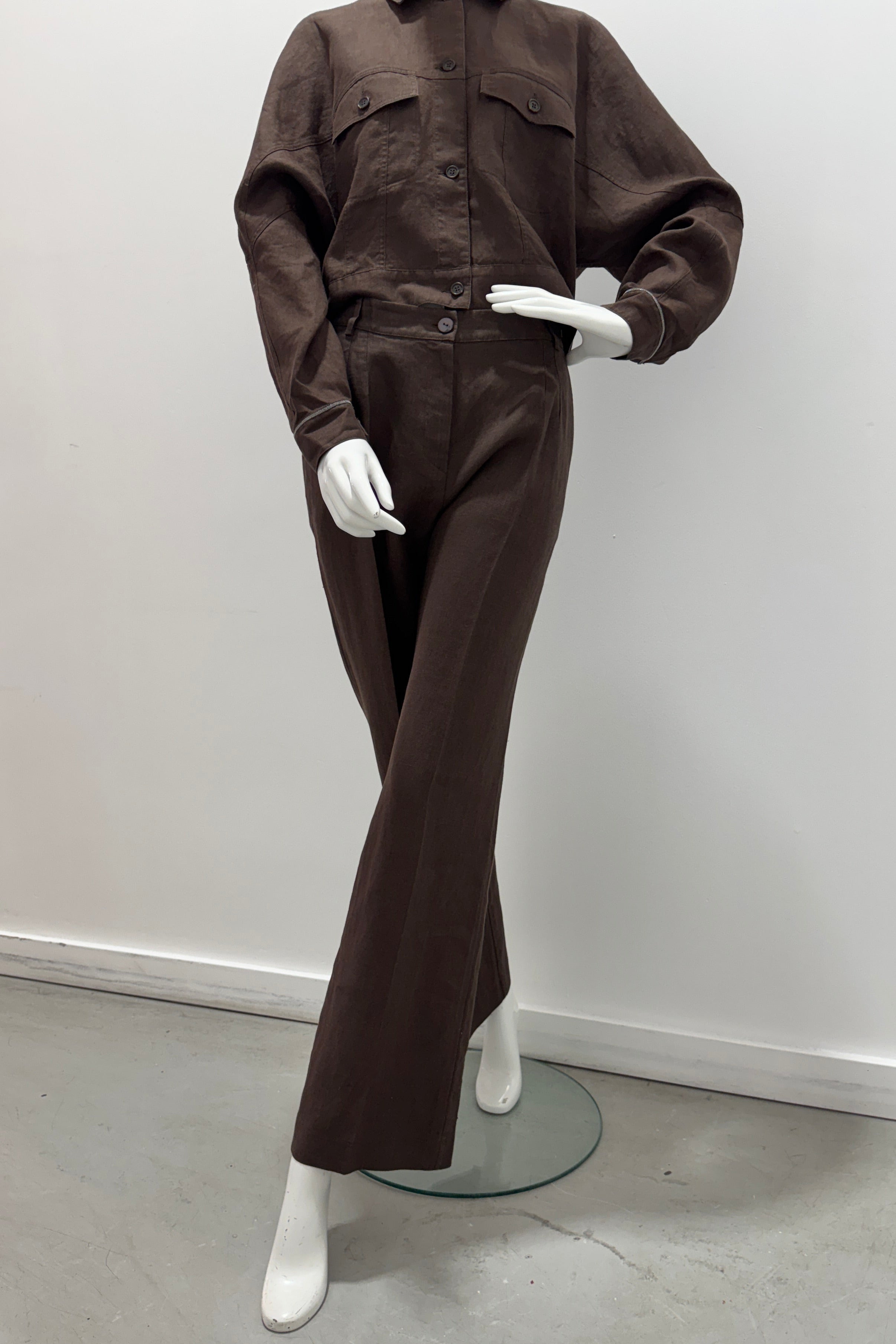 Purotatto Classic Linen Trousers Cocoa