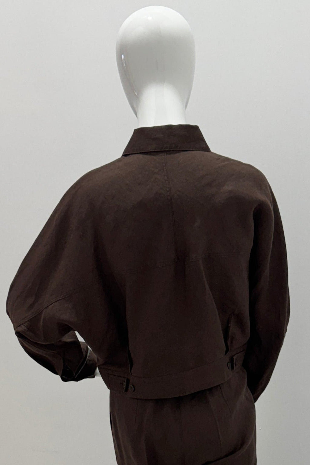 Purotatto Kimono Crop Linen Jacket Cocoa-Chain