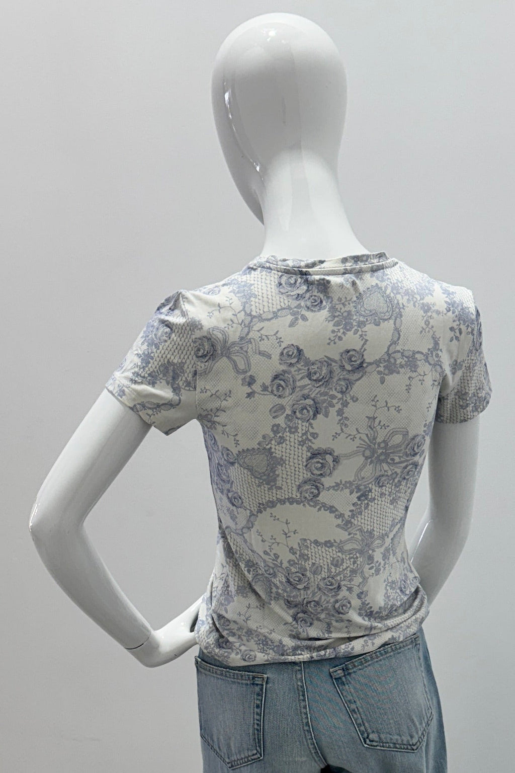 L'Agence Ressi S/S Crew Lace Print Ivory pale Mist