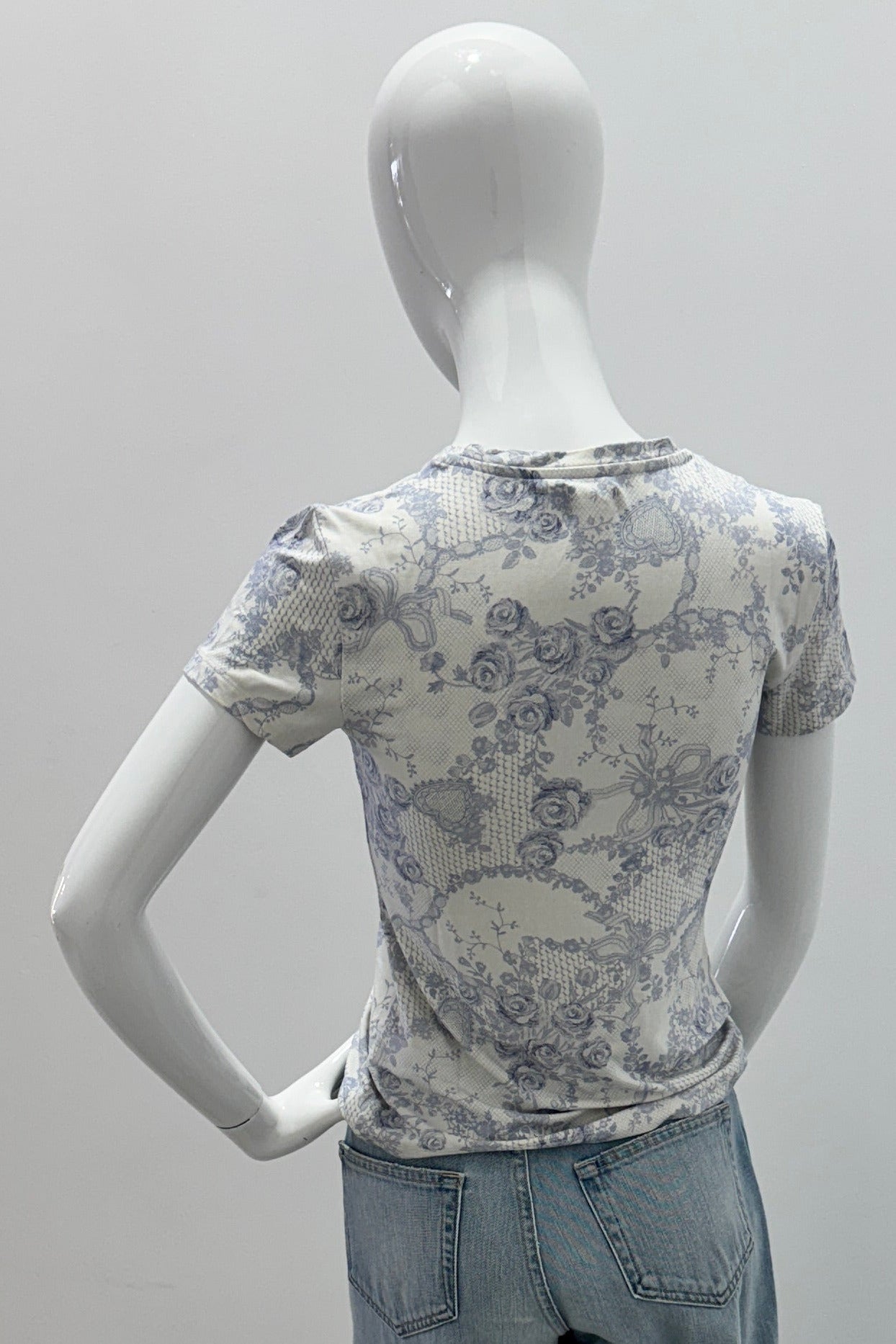 L'Agence Ressi S/S Crew Lace Print Ivory pale Mist