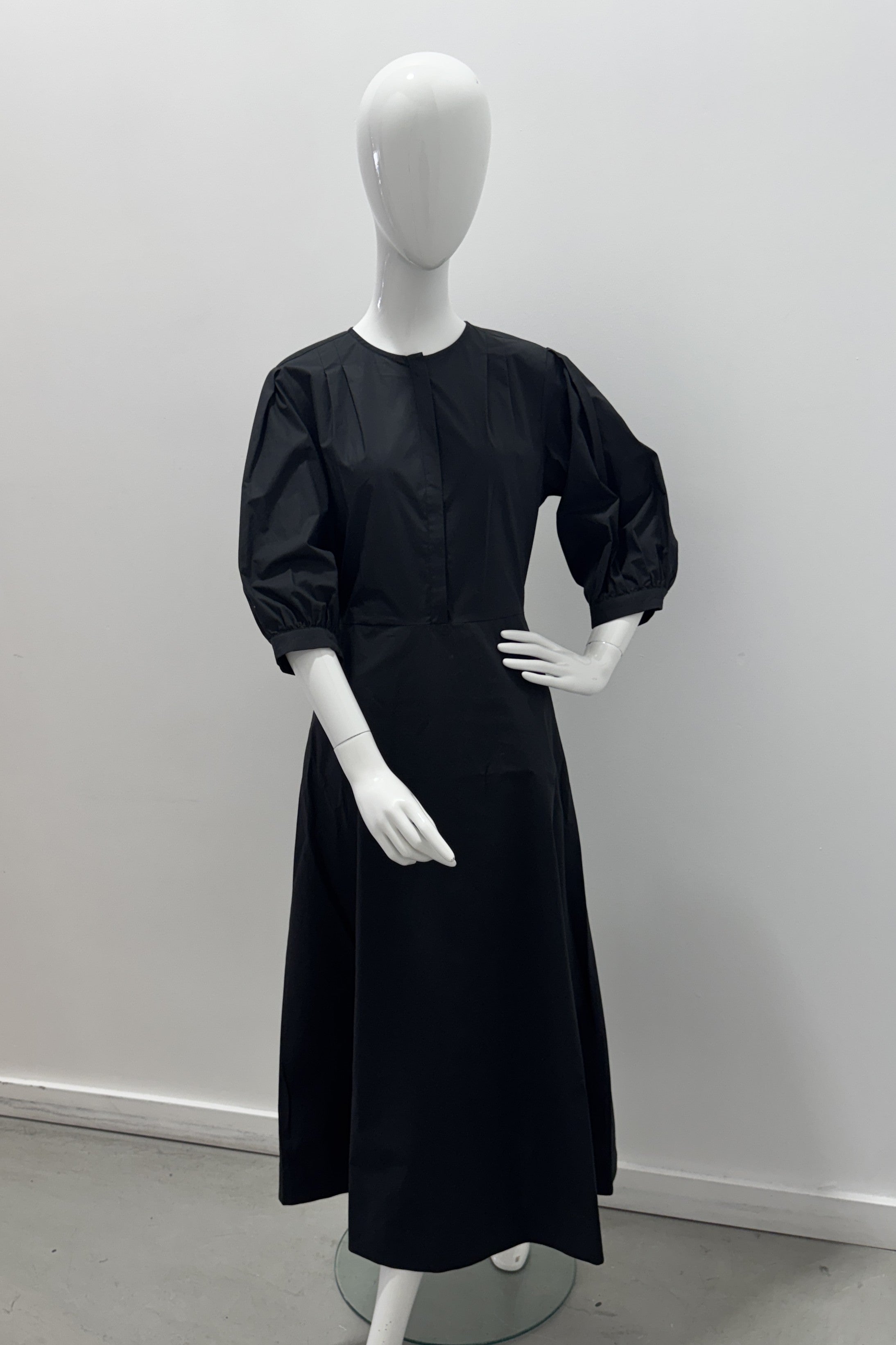 Marella Poplin Cotton Dress With Belt Black