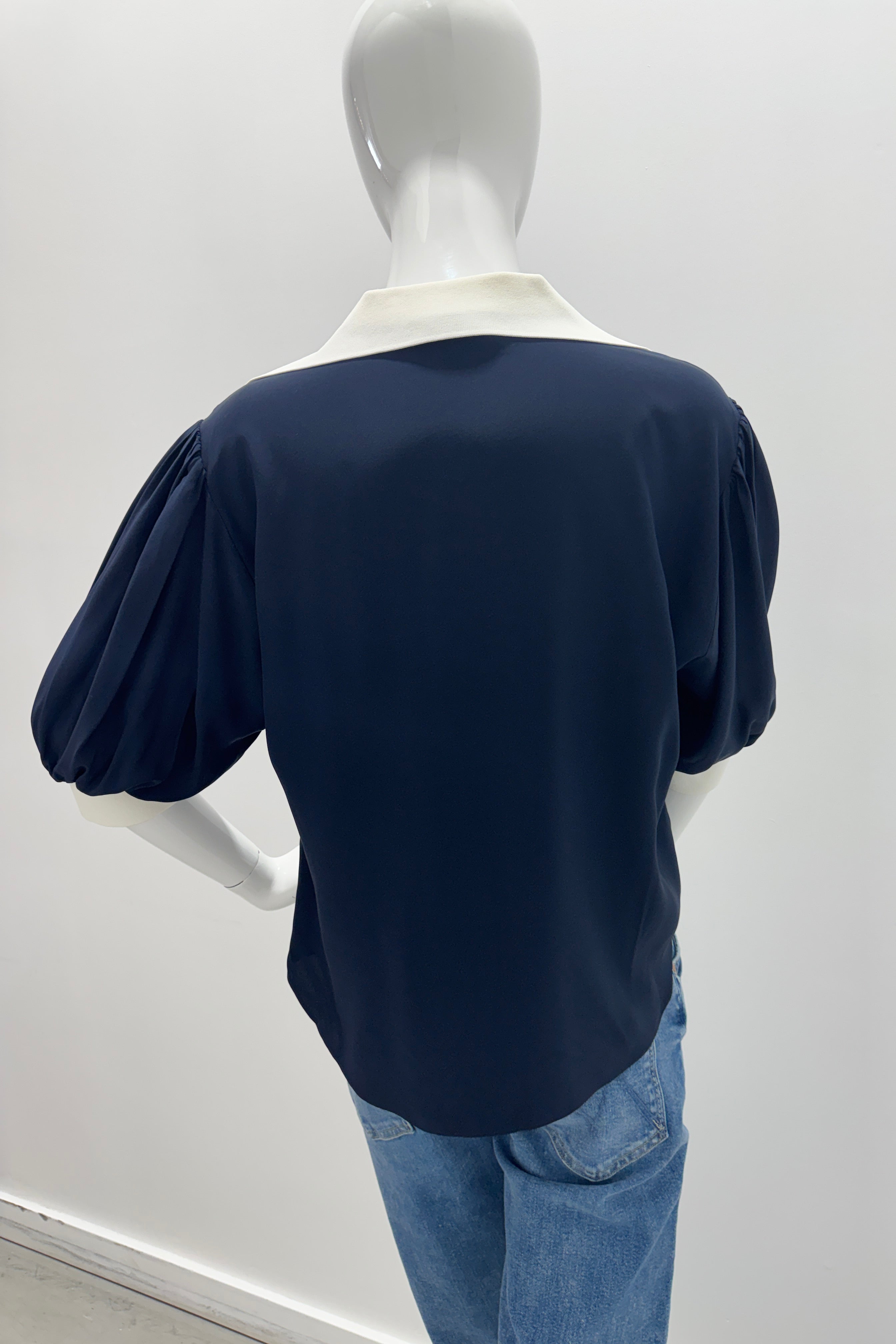 Cinq a Sept Weiley Top Silk 100% Navy/Ivory