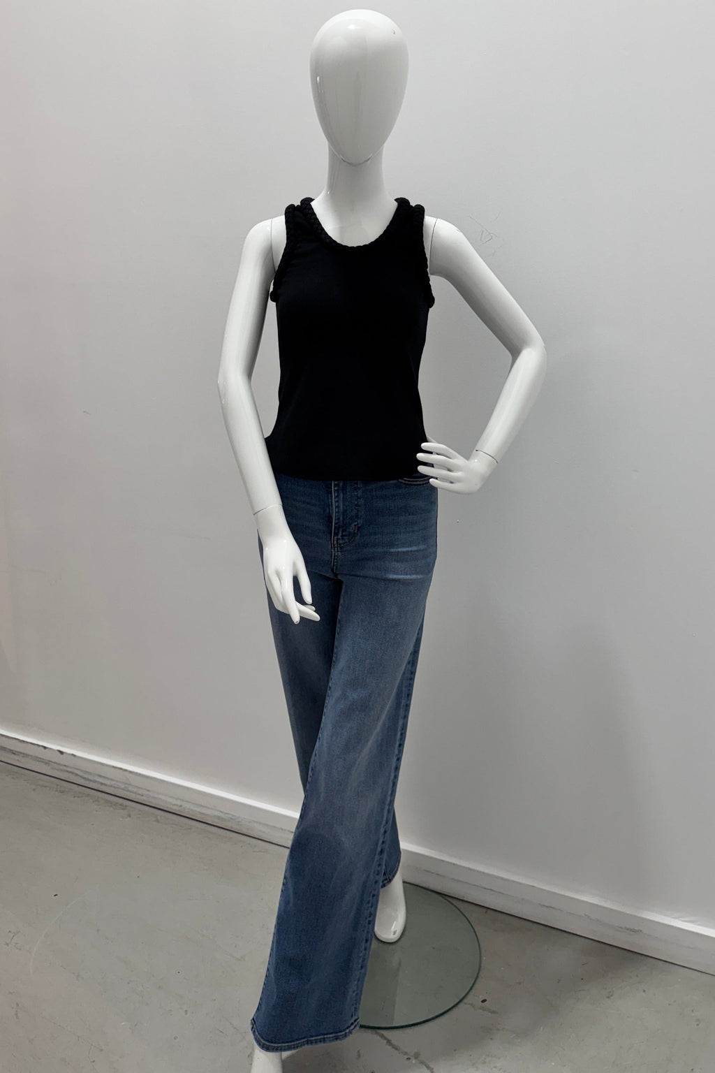 Cinq A Sept Braided Tank Top Black