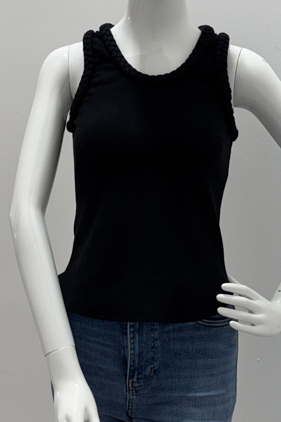 Cinq A Sept Braided Tank Top Black