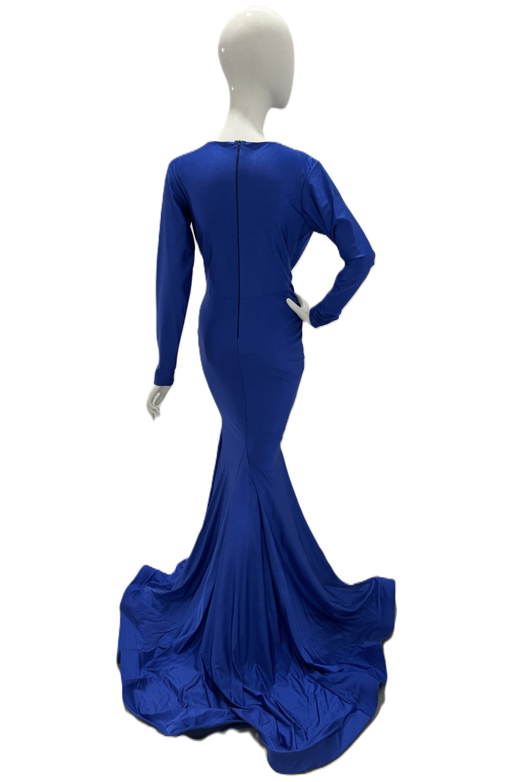 Jessica Angel Long Sleeve Deep V Gown Royal