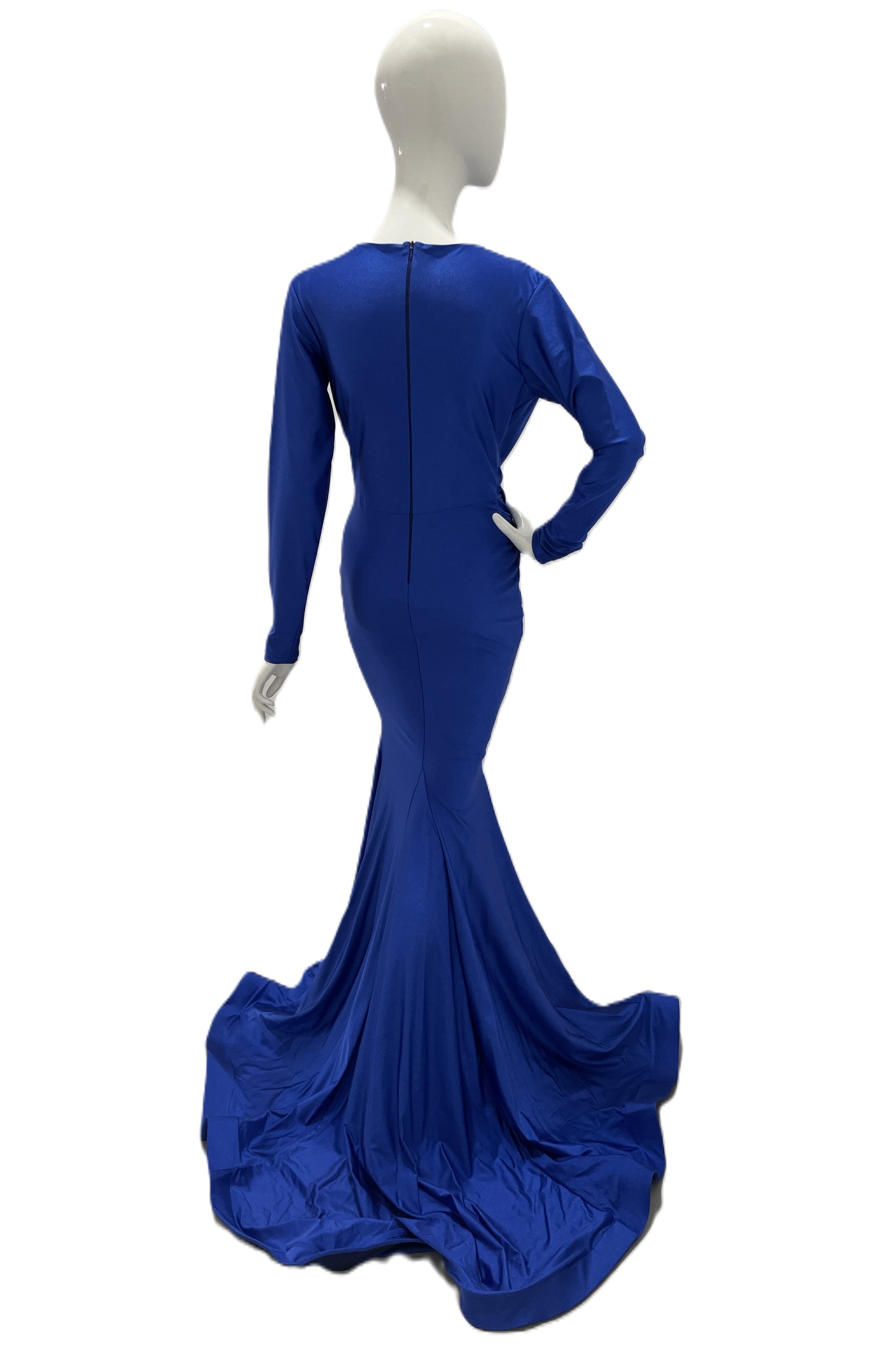 Jessica Angel Long Sleeve Deep V Gown Royal