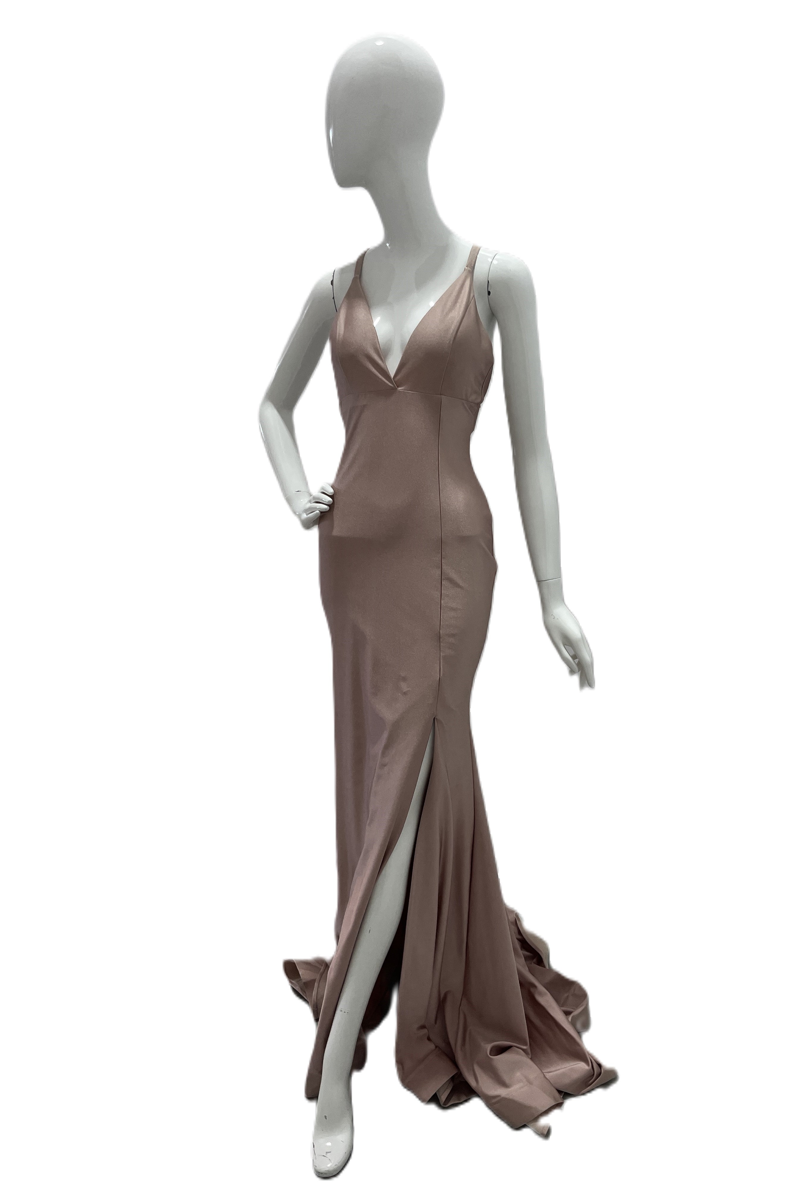 Robe longue Jessica Angel à col en V, fines bretelles croisées dans le dos
