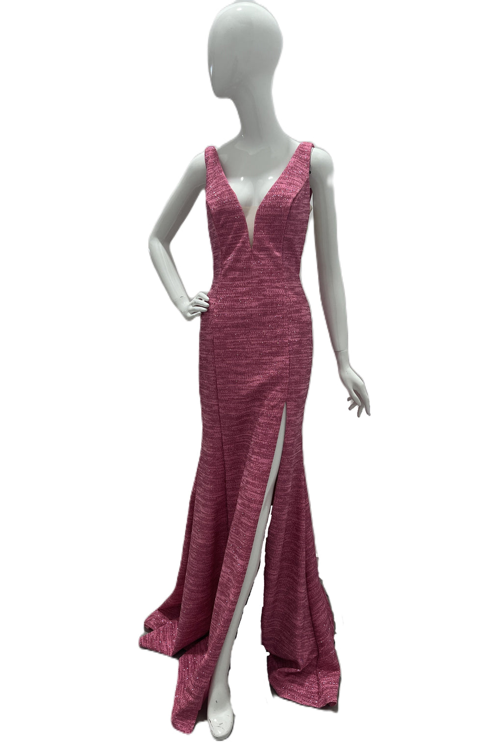 Robe longue ajustée Jovani en V avec fente haute
