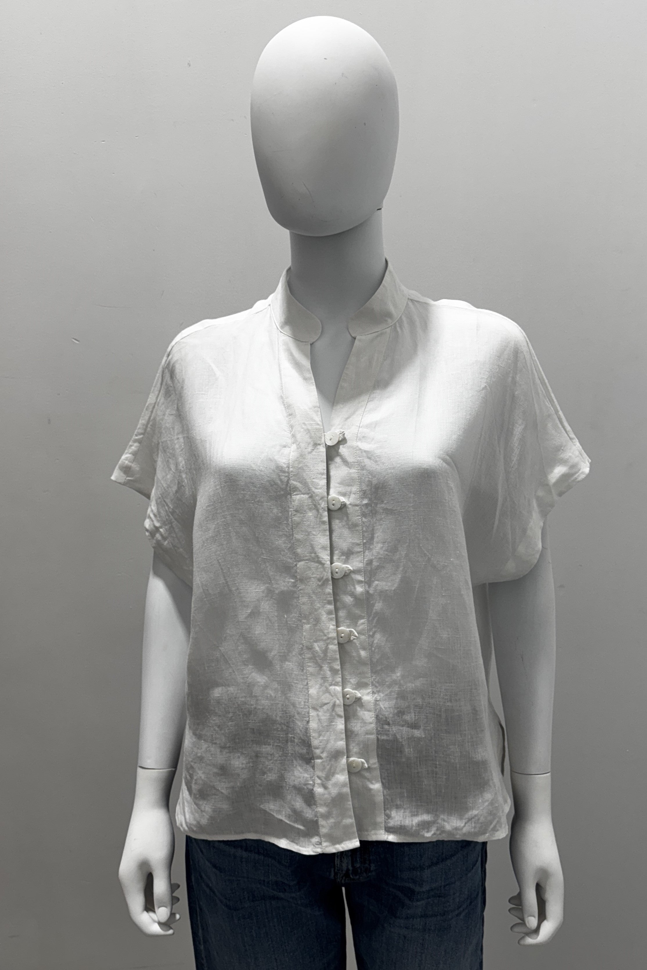 Mary N Max Short Sleeve Linen Blouse