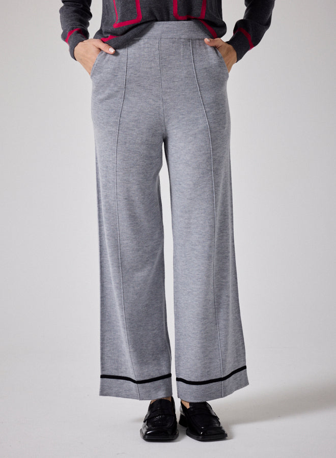 Pantalon évasé en cachemire Notshy Calvin avec bordure contrastante Marine