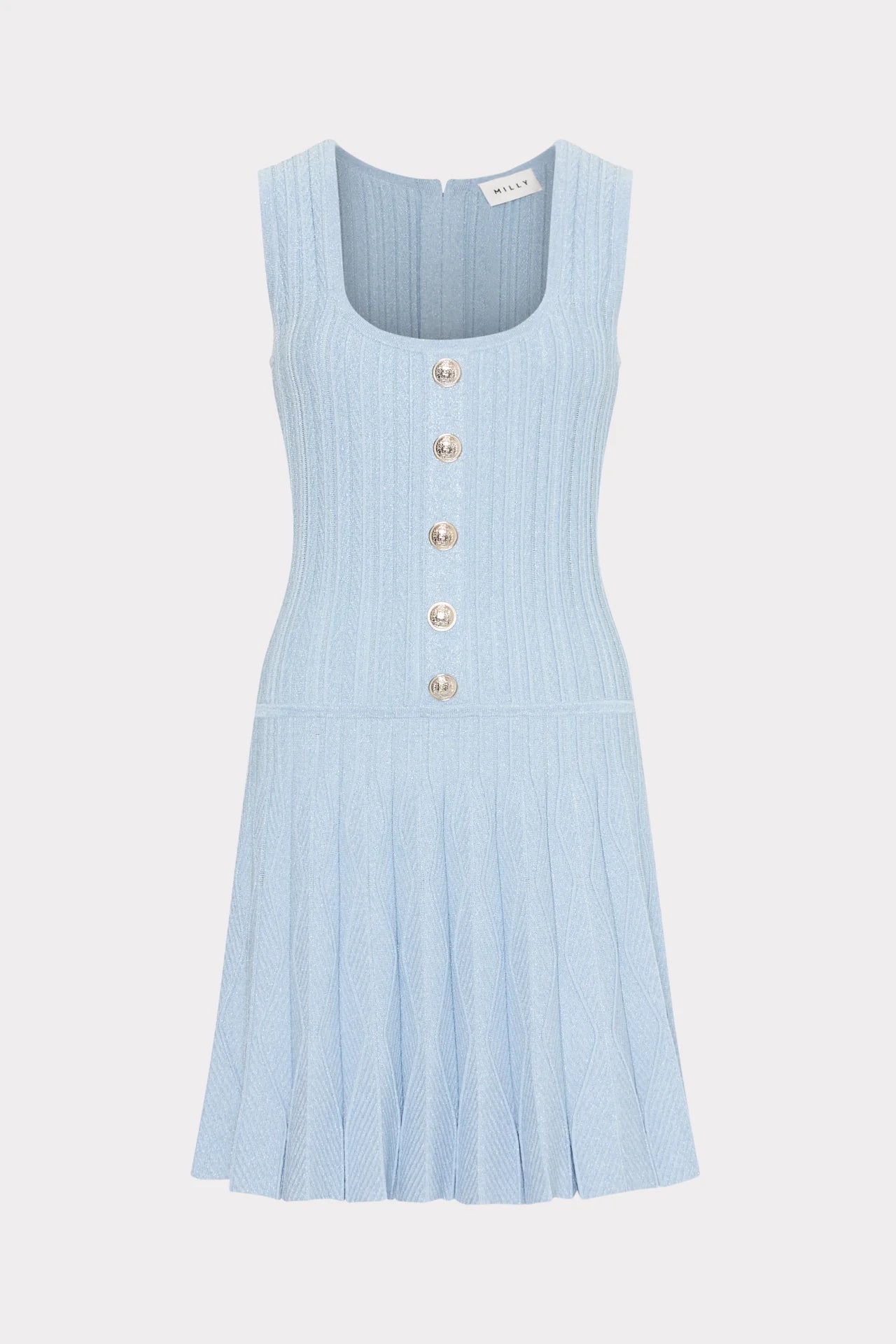 Milly Wave Godet Flare Knit Mini Dress