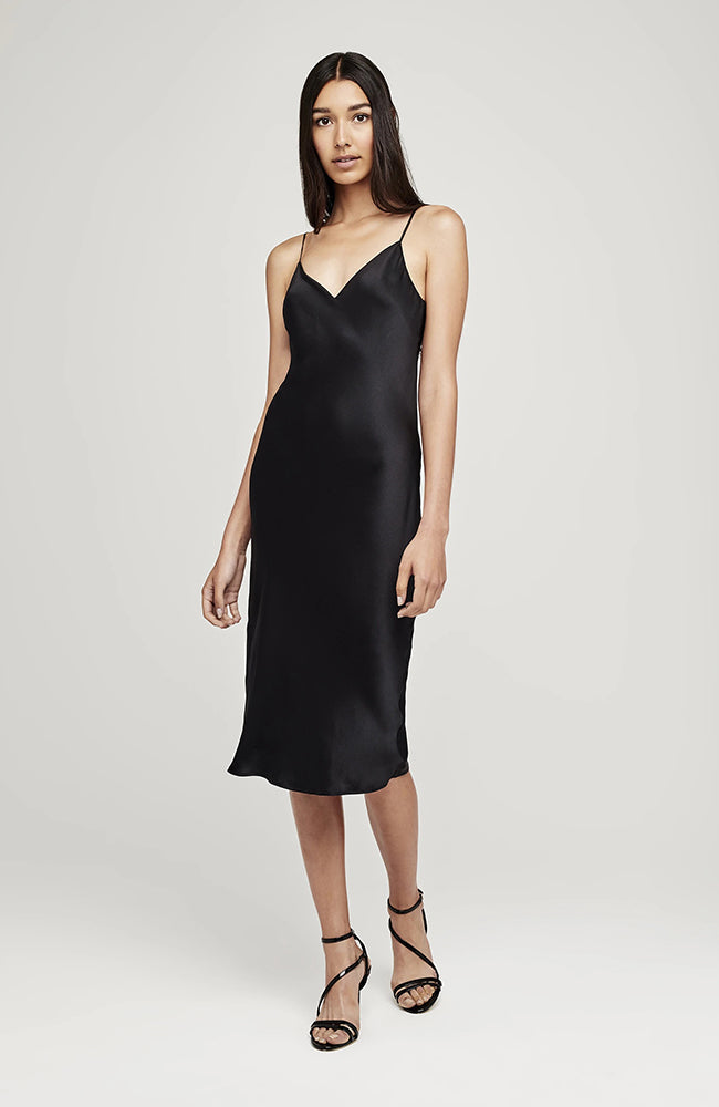 L'Agence Jodie Silk Slip Dress Black