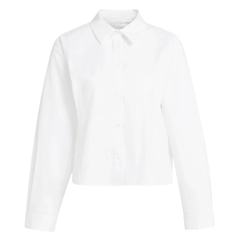 YAYA Poplin Blouse with Button Detail - PureWhite