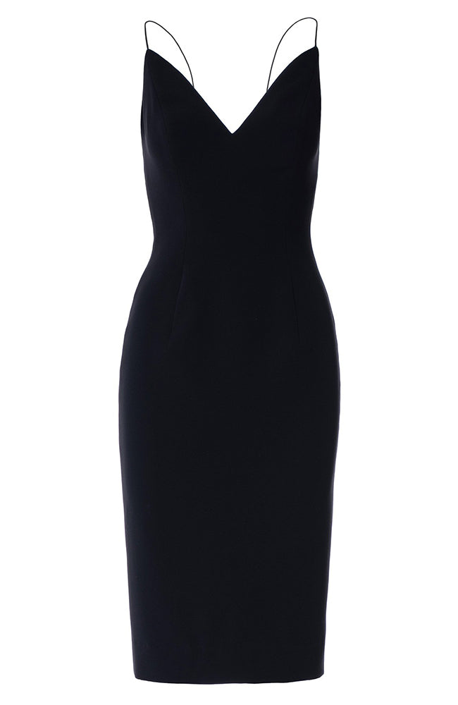 Robe de cocktail à fines bretelles et col en V Lucian Matis