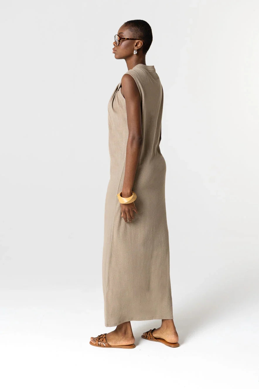 Majestic Filatures Sleeveless Coffee Latte Dress