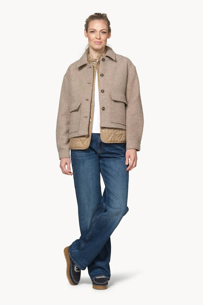 Ilse Jacobsen Short Buttoned Jacket - Greige