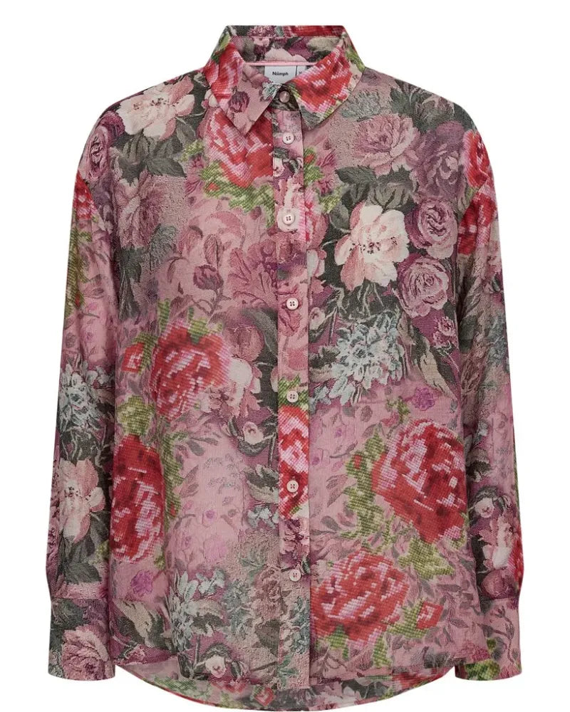 Numph Numarcelle Print Roses Shirt - Goji Berry