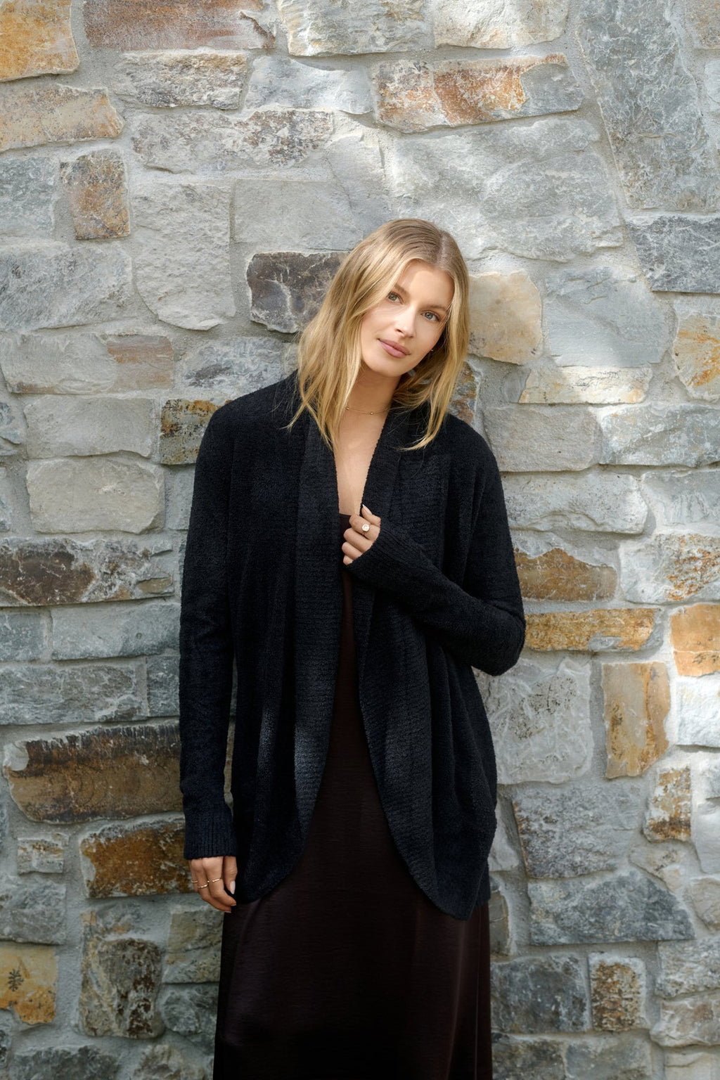Barefoot Dreams Womens Circle Cardi Black