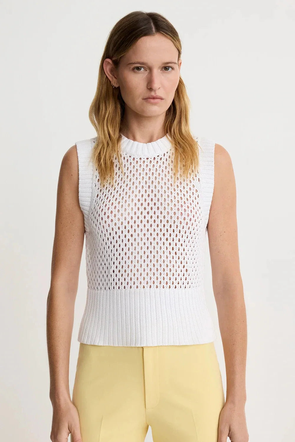 Smythe Mesh Knit Vest White