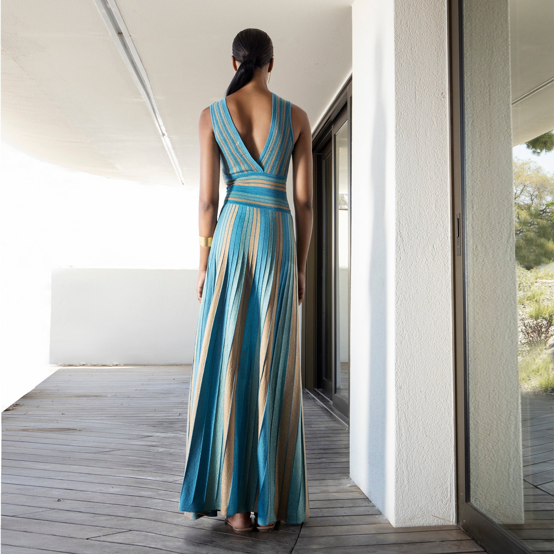 Aggl - Lurex Multicolored Striped Maxi Dress Collection 1640 Aggl - Lurex Multicolored Striped Maxi Dress Collection 1640